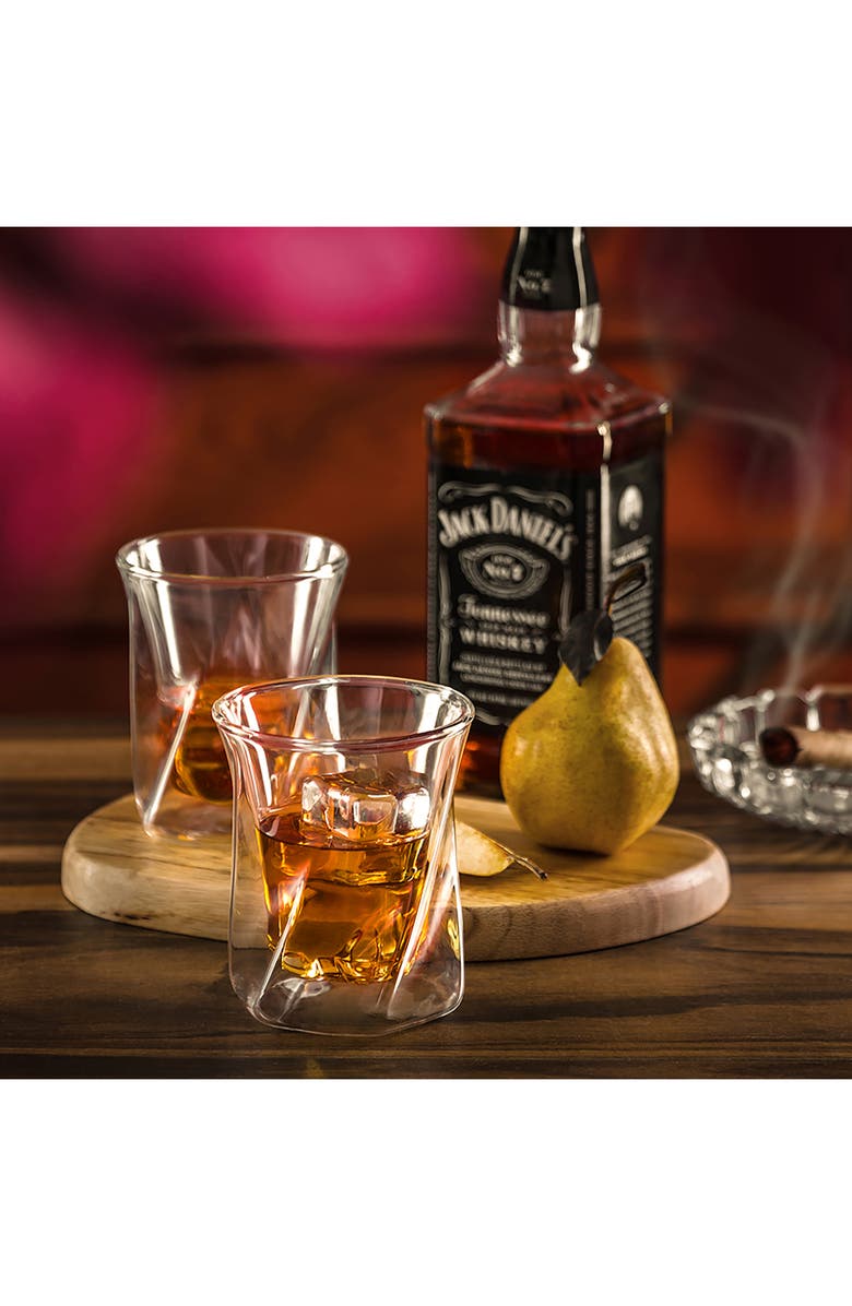 JoyJolt Lacey Double Old Fashioned Glass - Set of 4, Alternate, color, Clear