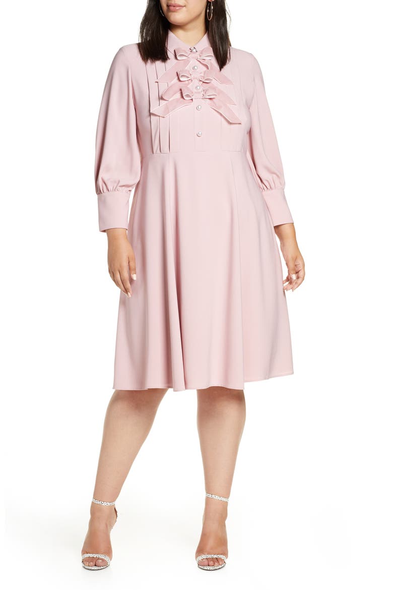 x Atlantic-Pacific Bow Detail Fit & Flare Dress (Nordstrom Exclusive), Main, color, PINK ZEPHYR