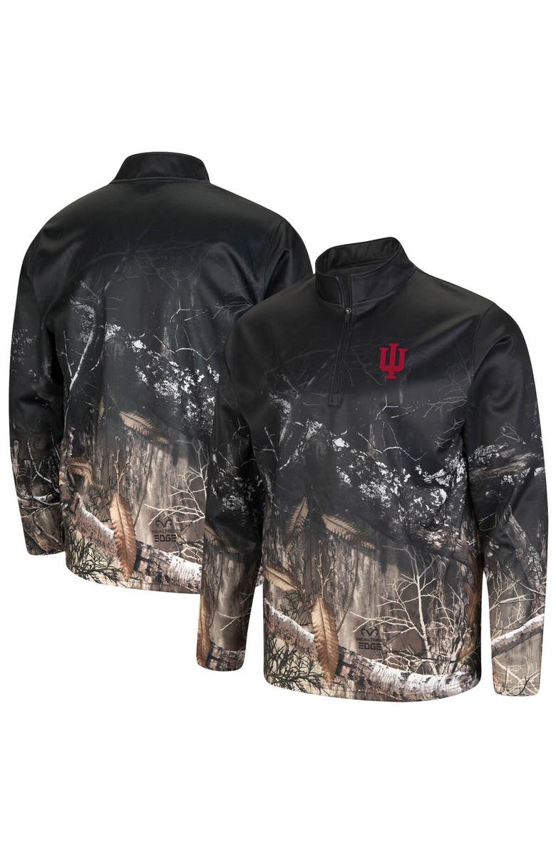 COLOSSEUM Men's Colosseum Black/Realtree Camo Indiana Hoosiers Creek Quarter-Zip Jacket, Main, color,