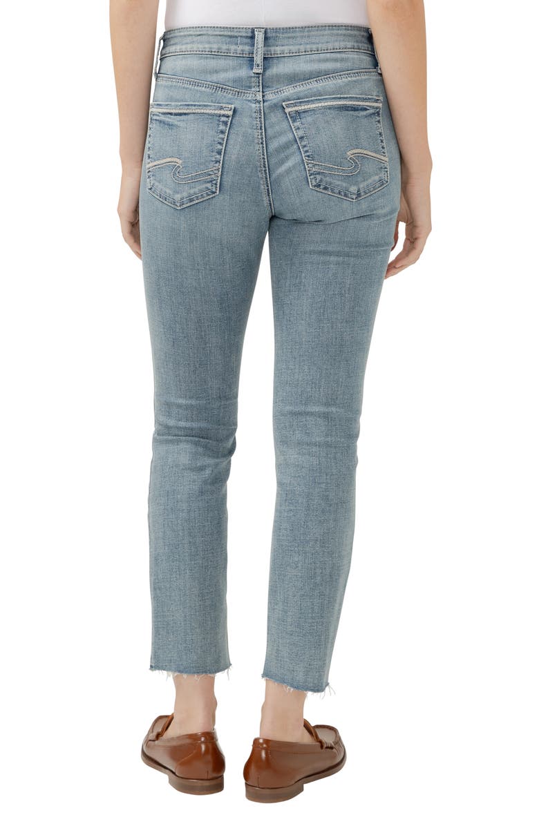 Silver Jeans Co. Suki Curvy Raw Hem Mid Rise Ankle Straight Leg Jeans, Alternate, color, Indigo