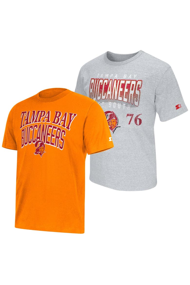Men's Starter  Orange/Heather Gray Tampa Bay Buccaneers Two-Pack Throwback Logo T-Shirt Set, Main, color, Orange
