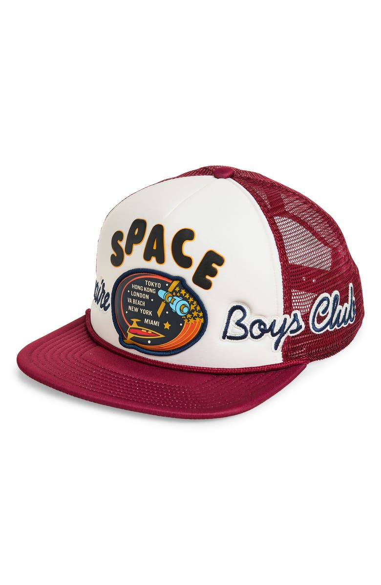 Billionaire Boys Club BB Space Trucker Hat, Main, color, Rhododendron