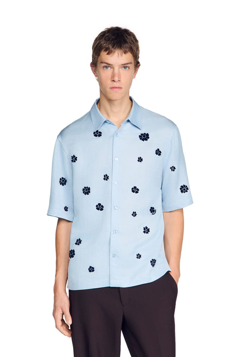 Loose-fit floral shirt, Main, color, Sky blue