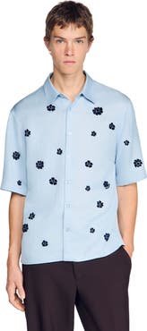SANDRO Loose-fit floral shirt
