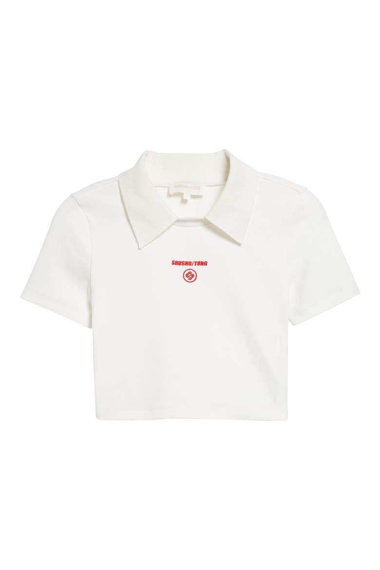 Shushu/Tong Logo Embroidered Crop Cotton Polo (Women) | Nordstrom