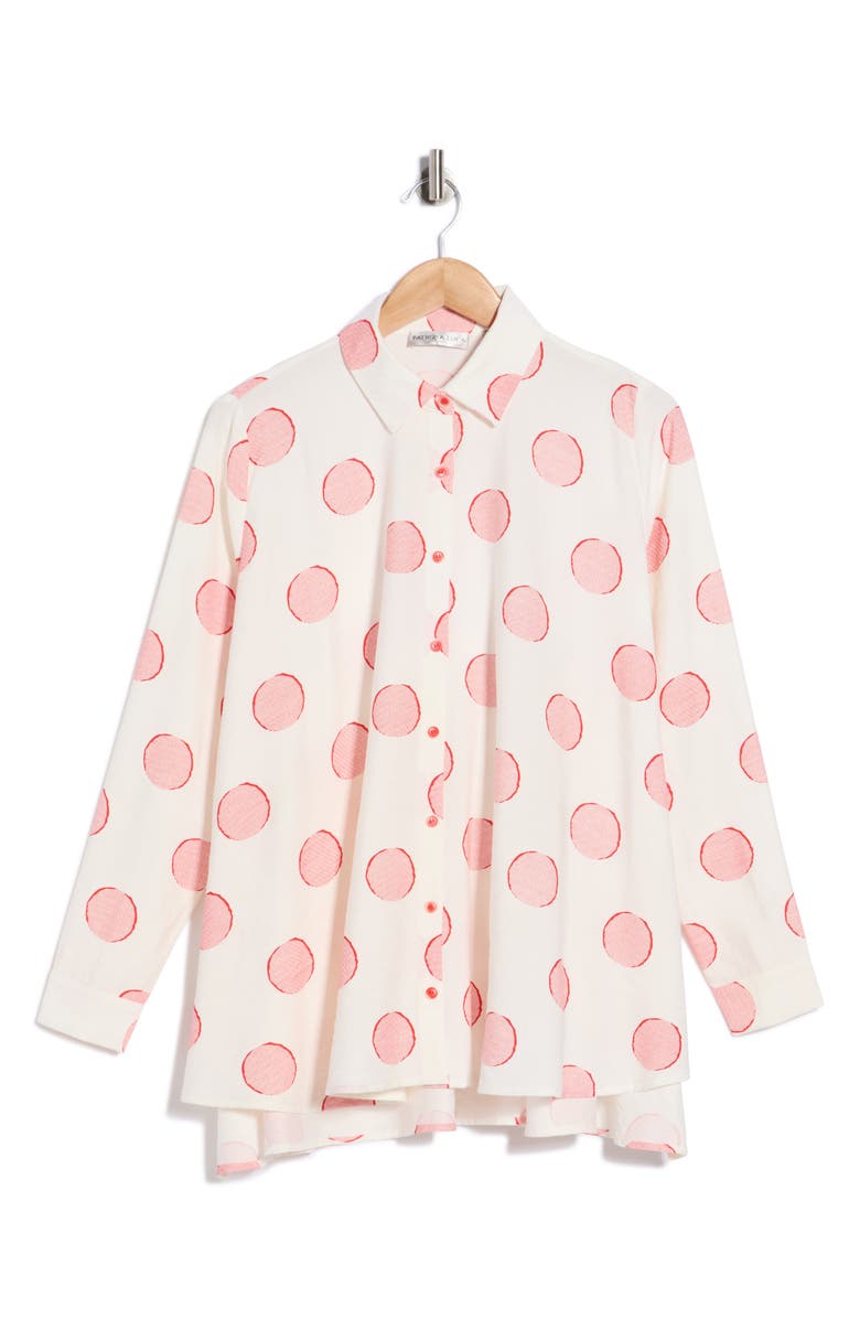 PATRIZIA LUCA Dot Button Down Shirt, Alternate, color, Red