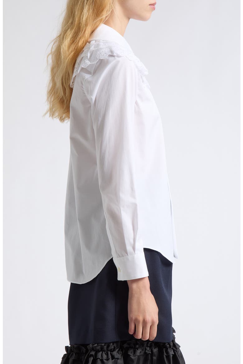 Cotton Broadcloth Shirt with Lace Ruffles, Alternate, color, WHITE