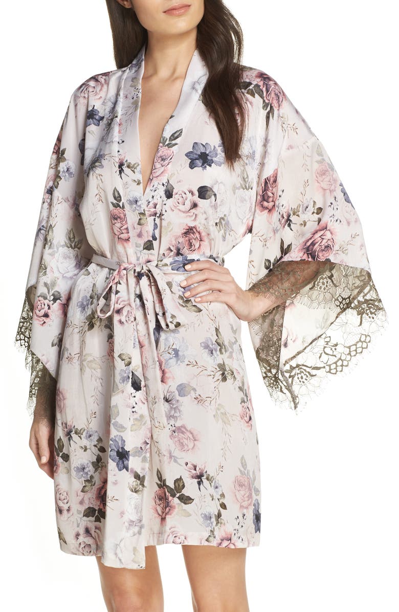 Midnight Bakery Satin Kimono Wrap, Main, color, 
