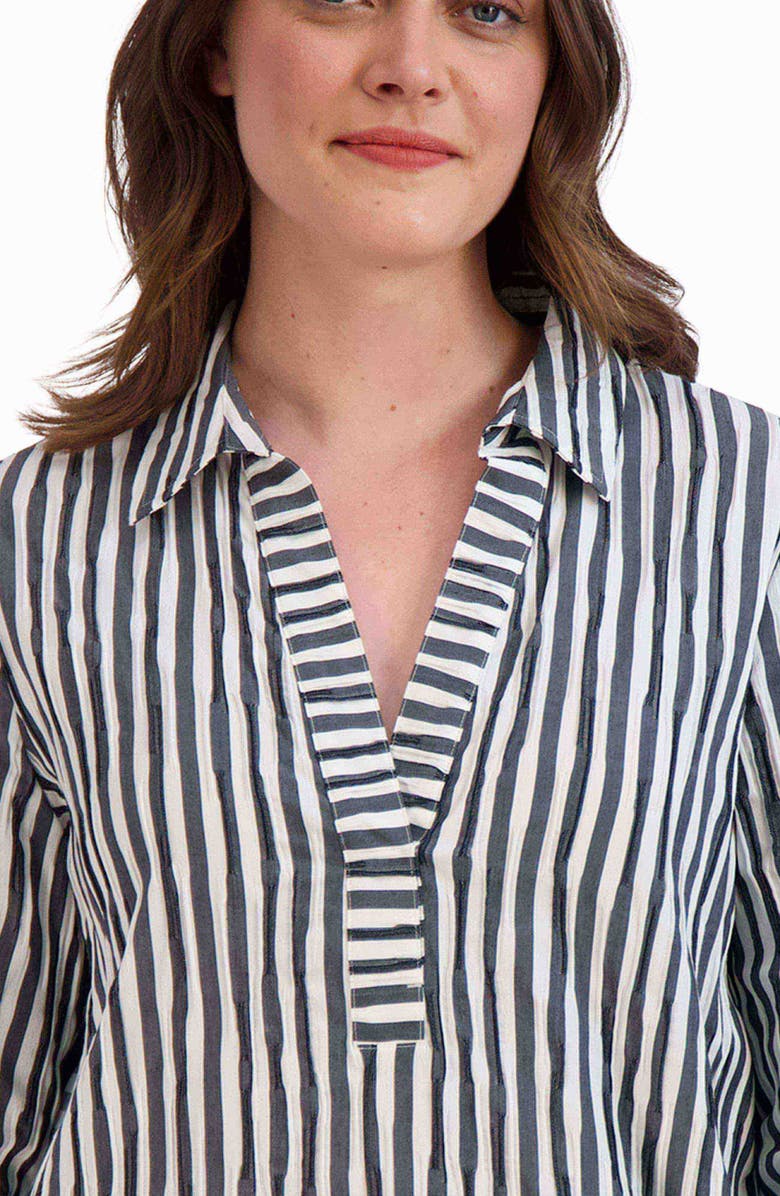 Foxcroft Sophie Crinkle Stripe Cotton Blend Popover Shirt, Alternate, color, 