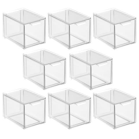 Plastic Stackable Kitchen Pantry Organizer with Drawer - 8 Pack