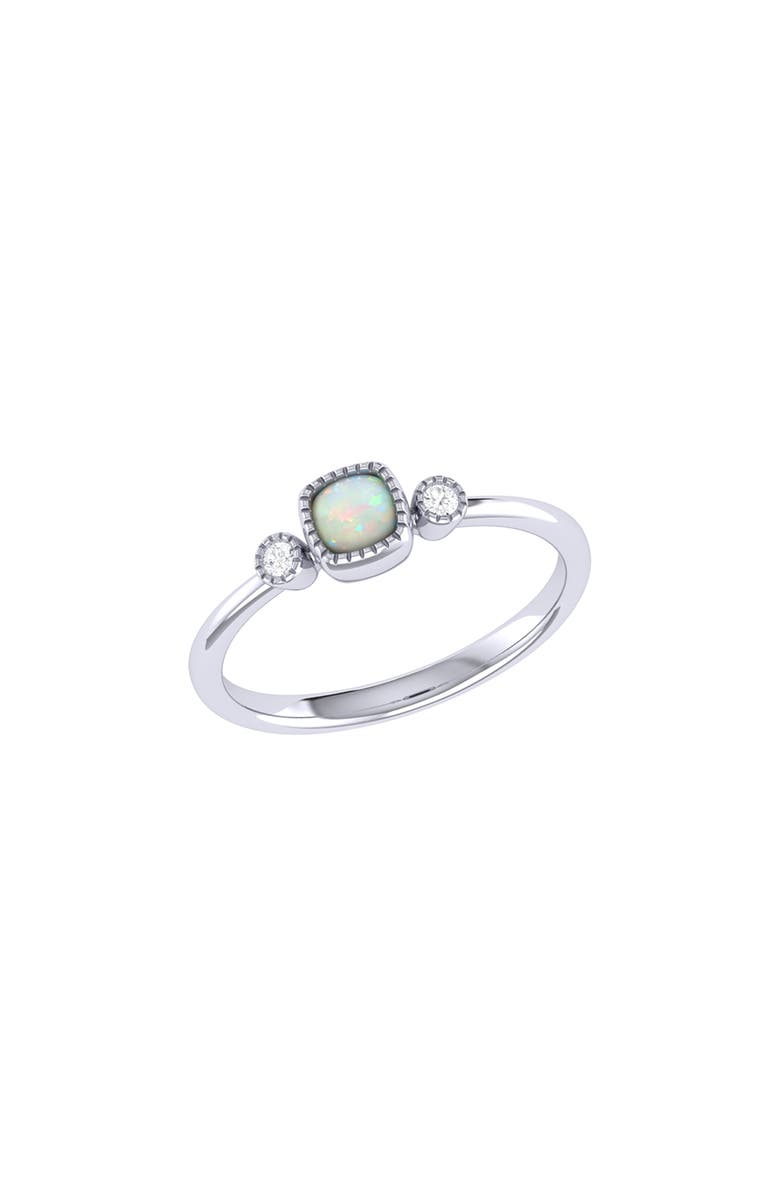 LuvMyJewelry La Vie Cushion Cut Opal & Diamond Accent Ring, Main, color, 