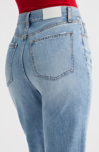 Cassie Raw Hem Super High Waist Straight Leg Jeans