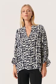Soaked in Luxury Zaya 3/4 Sleeves V-Notch Neck Blouse