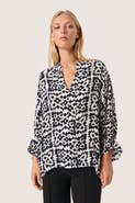 Soaked in Luxury Zaya 3/4 Sleeves V-Notch Neck Blouse