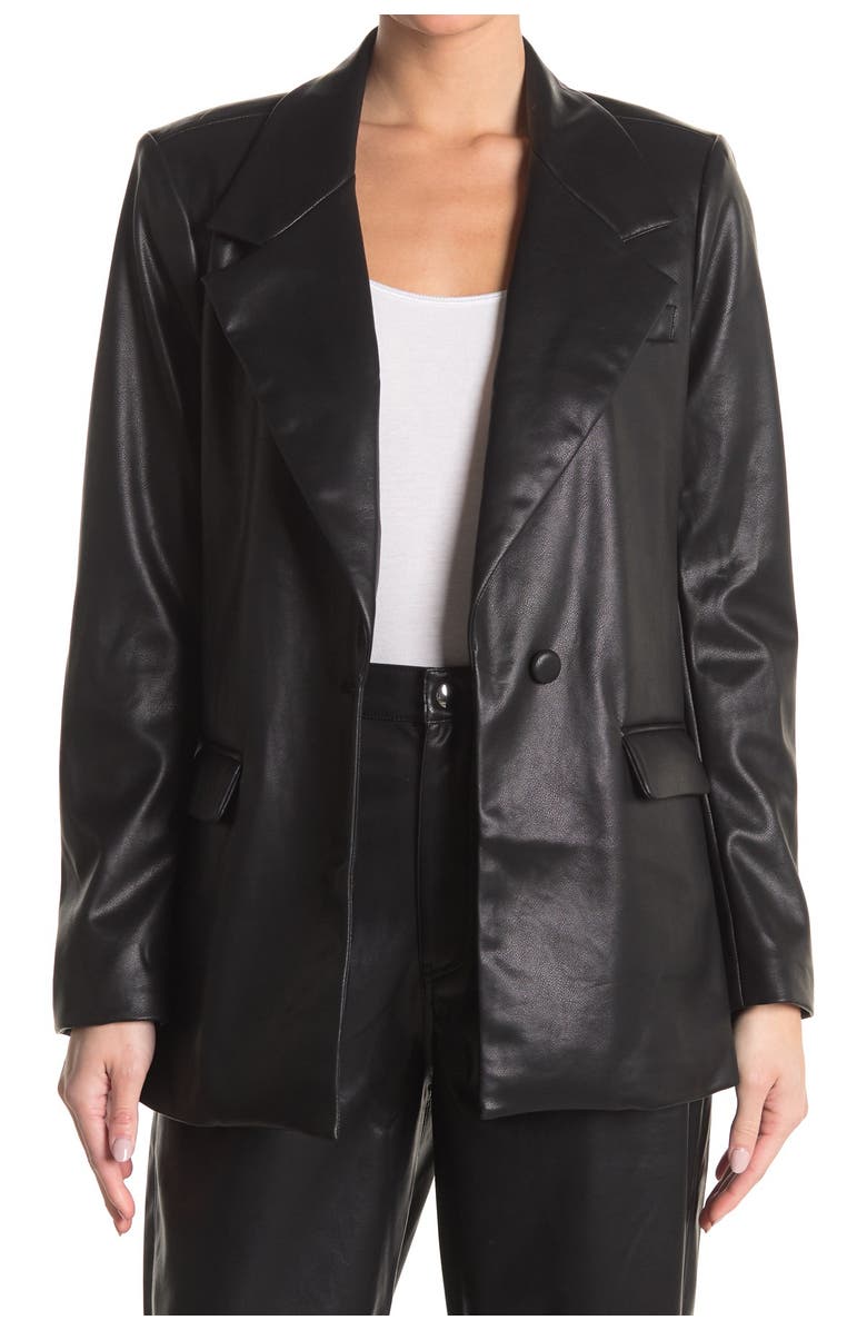 WeWoreWhat Downtown Faux Leather Blazer, Alternate, color, 