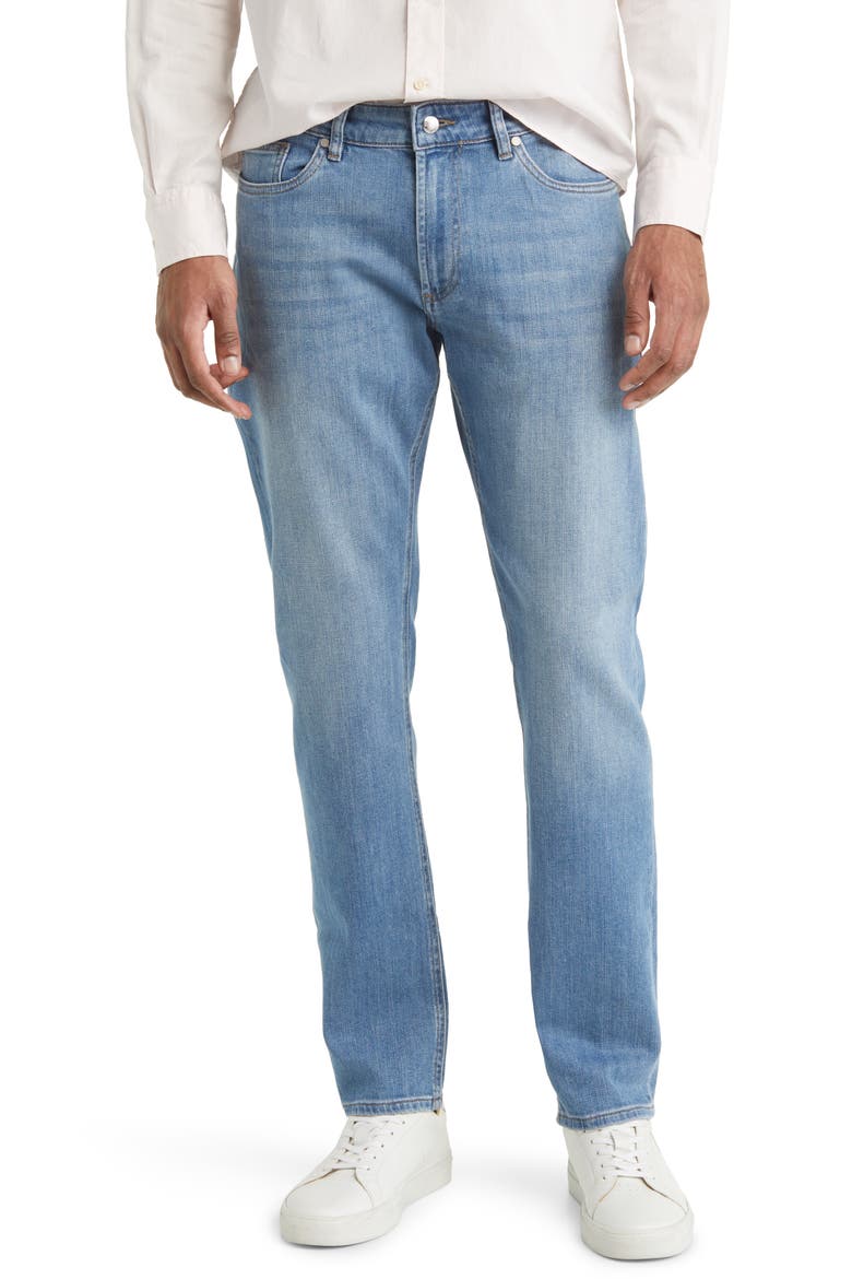 Crown Crafted Washed Five Pocket Straight Leg Jeans, Main, color, STONE WASHED BLUE