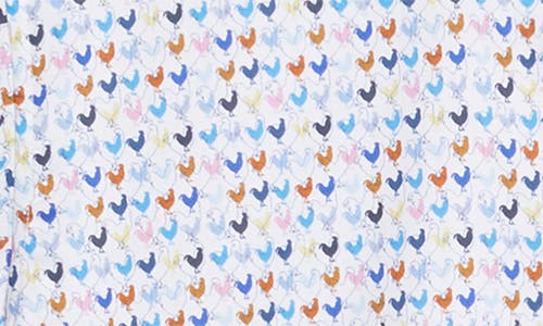 Johnston & Murphy Rooster Print Short Sleeve Button-up Shirt In White Multi
