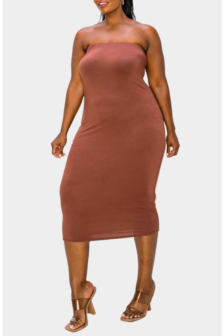 Willow Strapless Jersey Dress, Alternate, color, TOFFEE