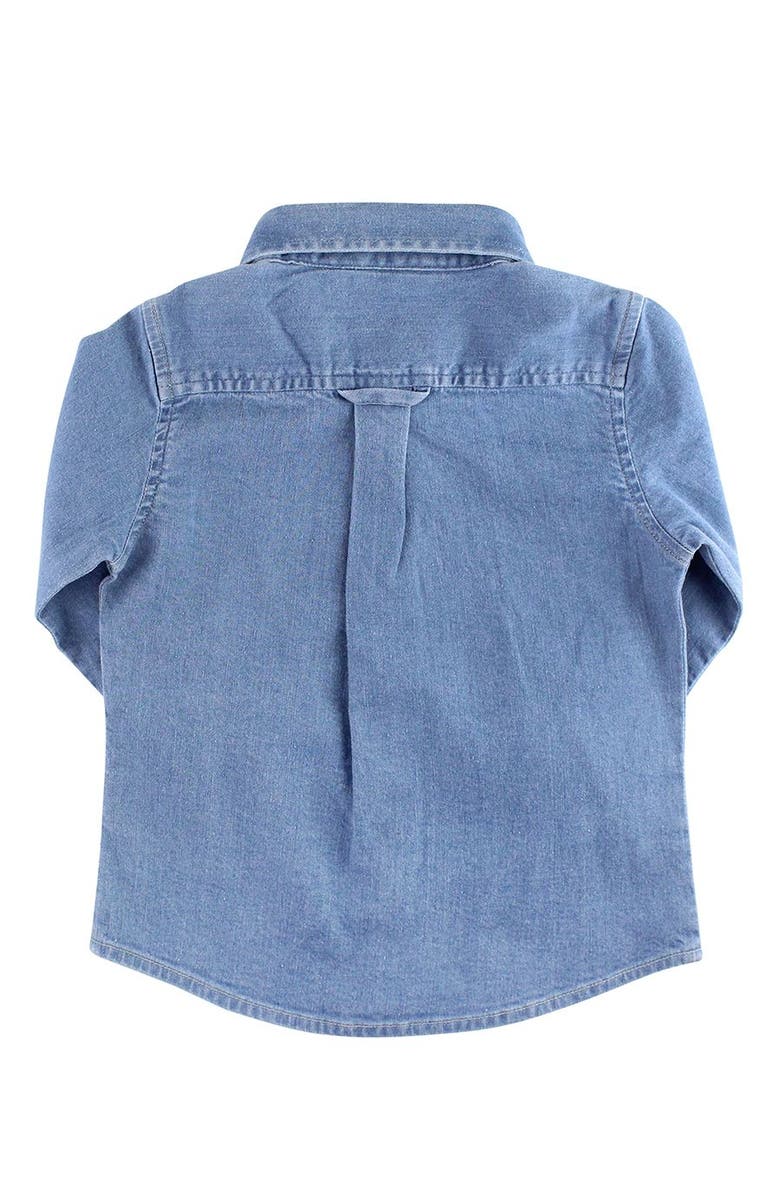 RuffleButts Boys Long Sleeve Button Down Shirt, Alternate, color, Light Wash