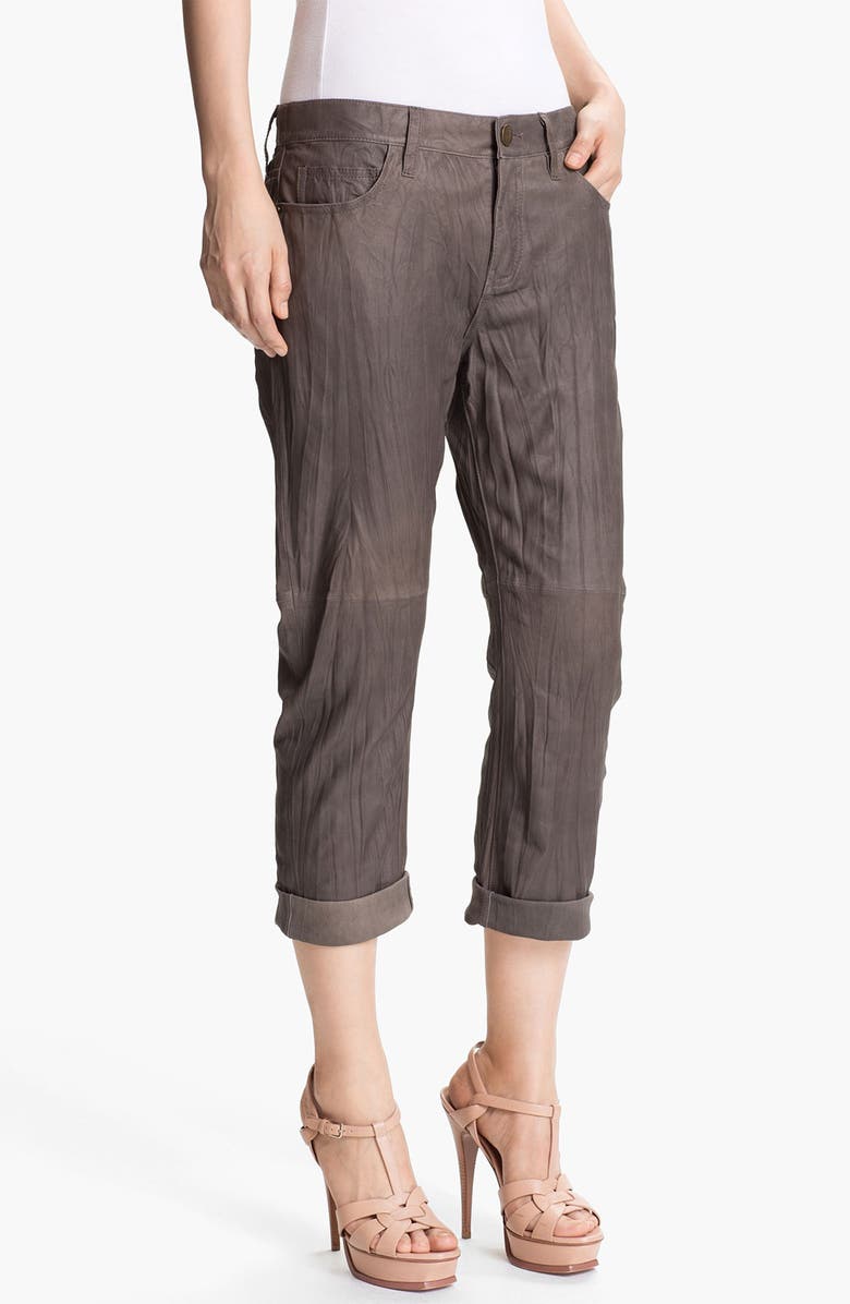 Current/Elliott 'The Boyfriend' Featherweight Leather Pants, Main, color, 