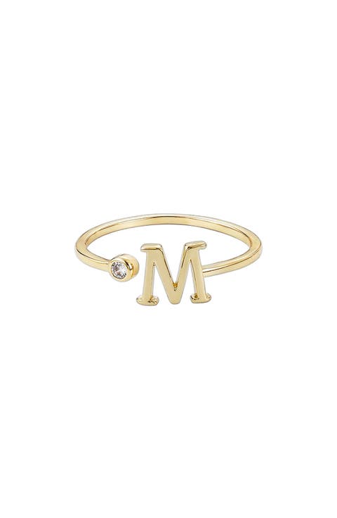 CZ & Initial Open Band Ring