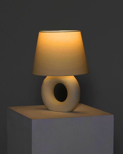 Brightech Chloe 15.5" Led Table Lamp With Off-white Ceramic Base And Cotton Shade In Beige/cream