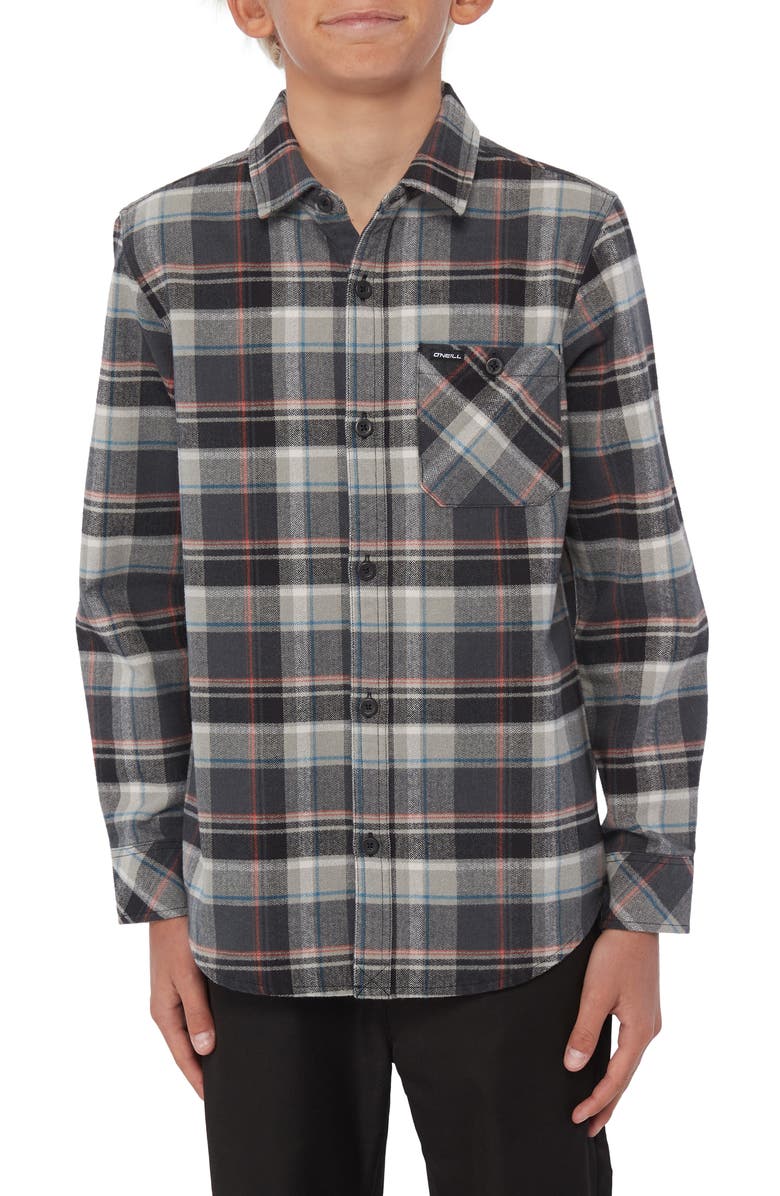 O'Neill Kids' Winslow Plaid Cotton Flannel Button-Up Shirt, Main, color, 