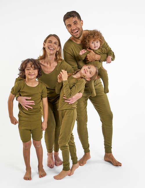 Leveret Cotton Solid Matching Family Pajamas In Green