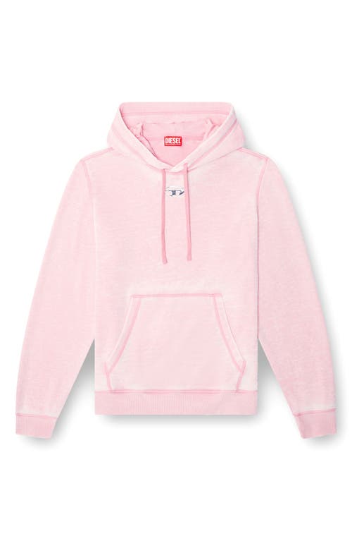 Diesel Burnout Hoodie With Metal-look Logo In Pink