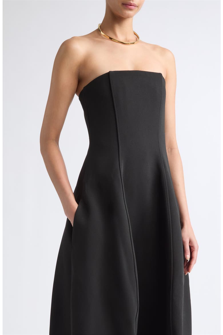 Strapless Crepe Balloon Dress, Alternate, color, WASHED BLACK