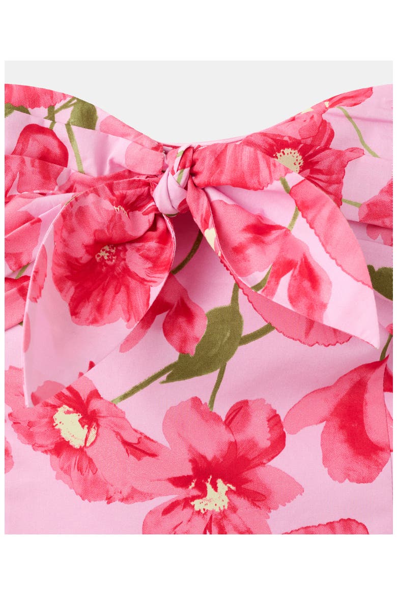 Bow Floral Cotton Dress, Alternate, color, FUCHSIA