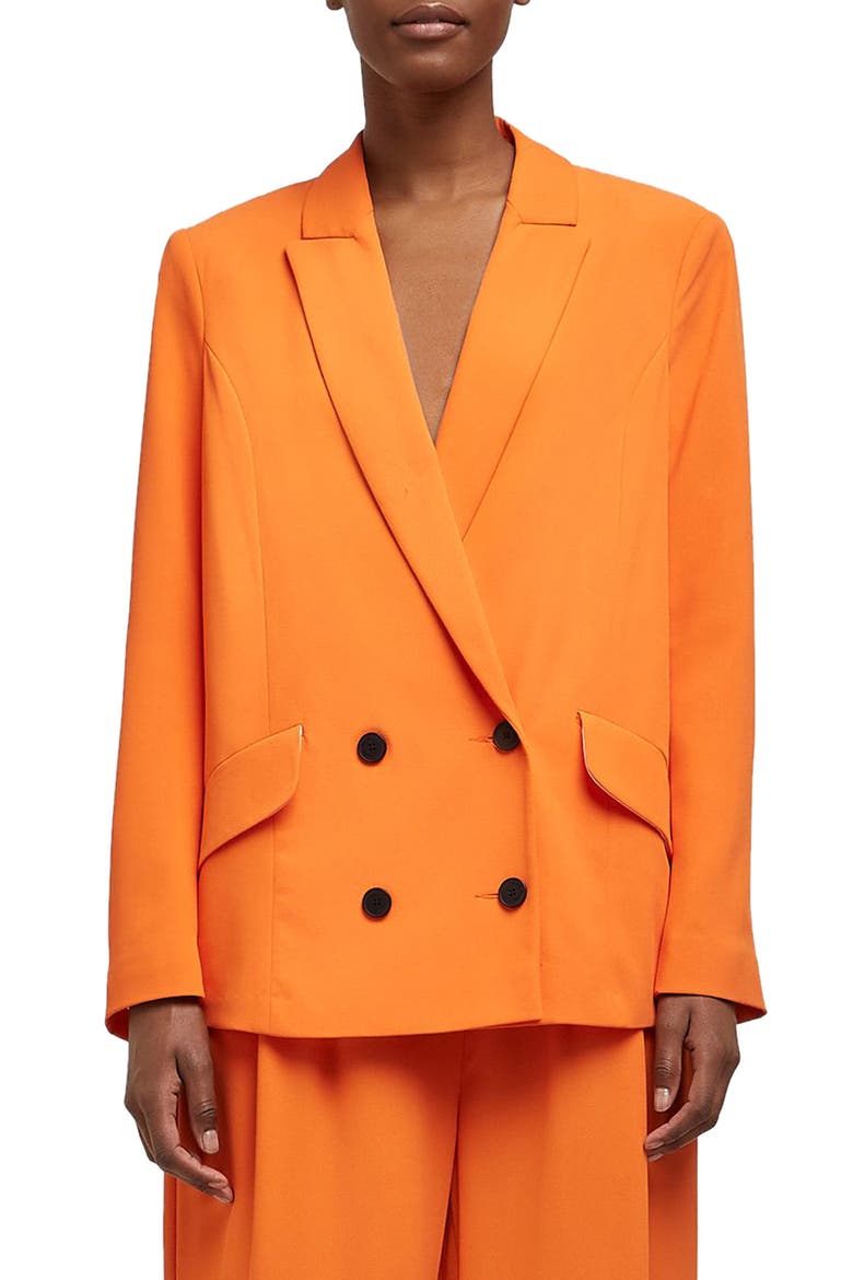 Structured Double Breasted Blazer, Main, color, ORANGE