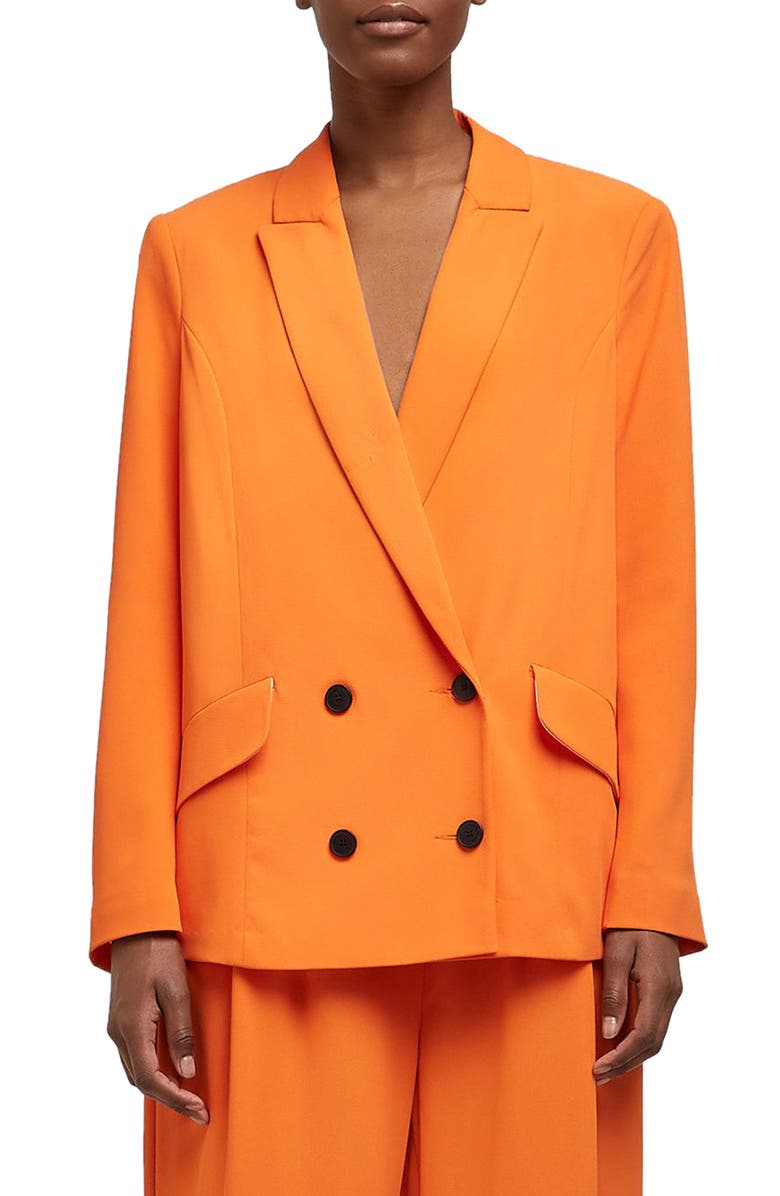 River Island Structured Double Breasted Blazer, Main, color, 