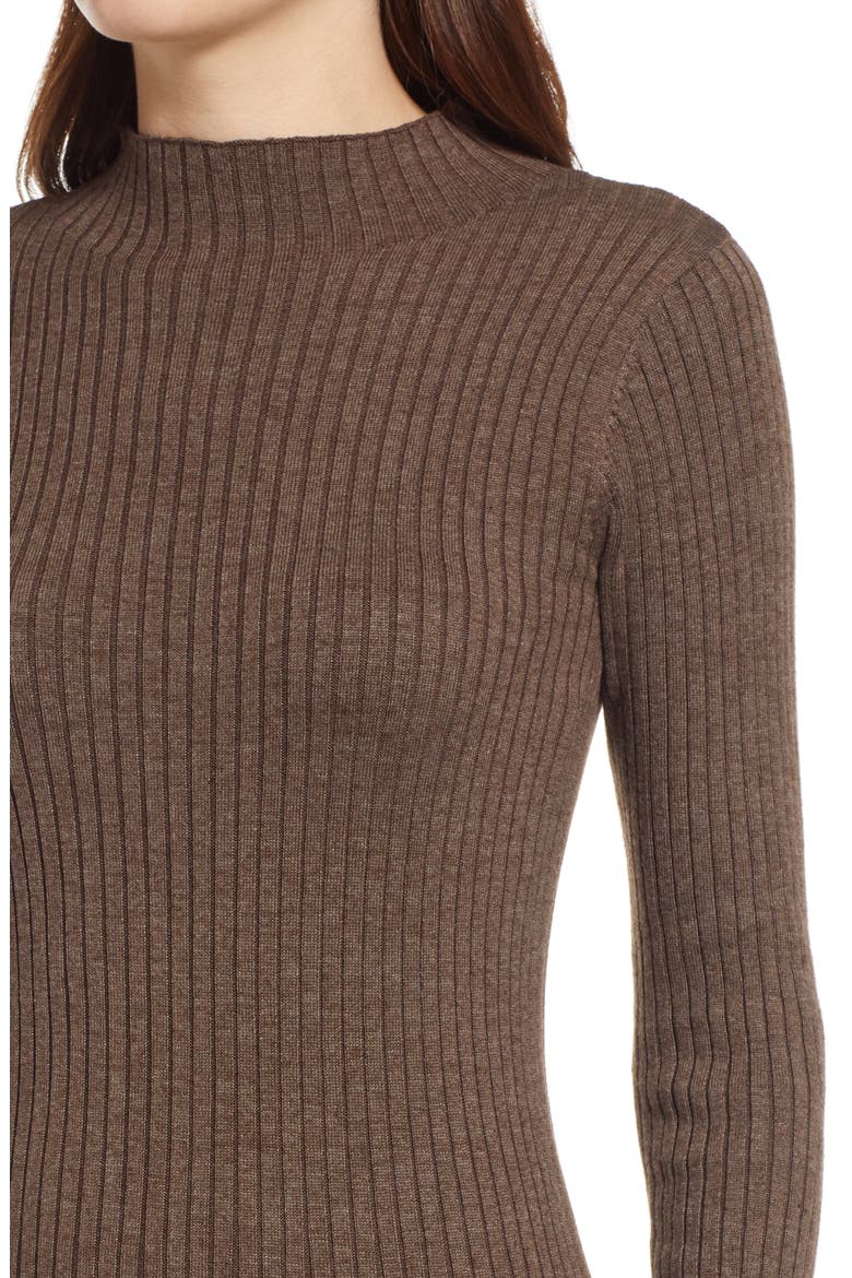 Long Sleeve Side Slit Sweater Dress, Alternate, color, BROWN