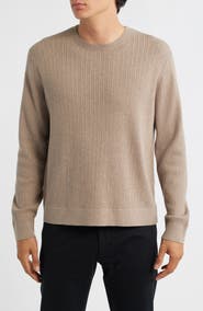 Theory Riland Cable Stitch Cotton Crewneck Sweater
