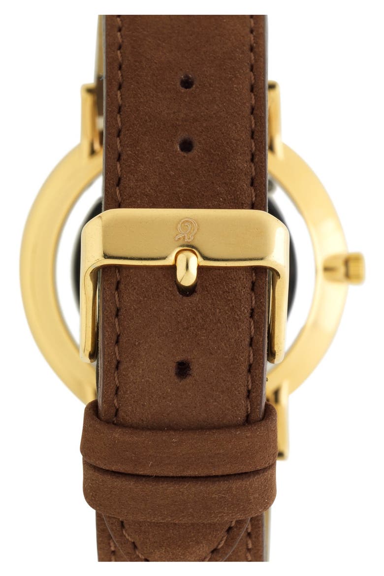 'Lugano' Short Strap Leather Watch, 40mm, Alternate, color, BROWN/ WHITE/ GOLD
