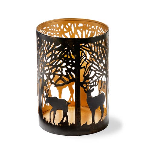 Forest Luminary Black Iron Candle Holders for Christmas