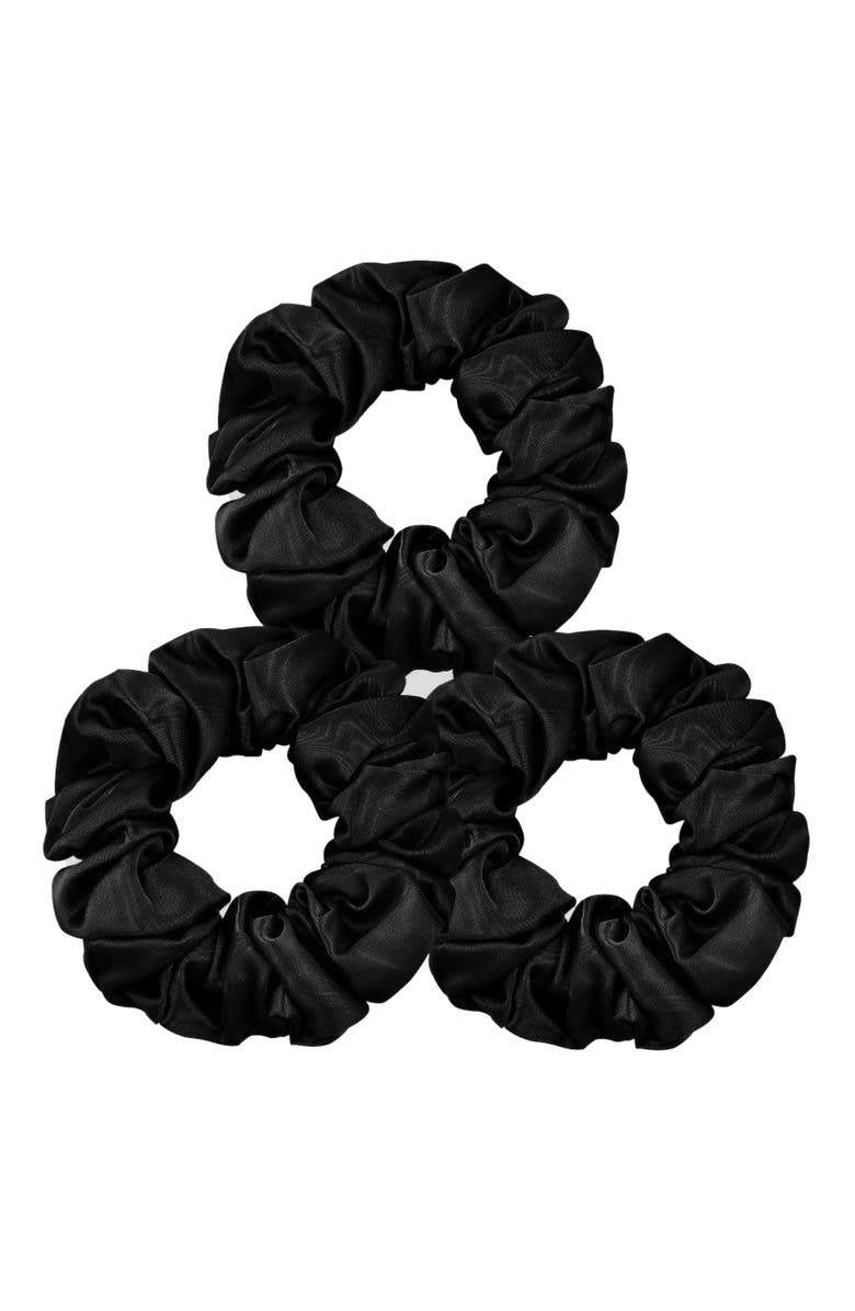 SILKSILKY Pure Silk 3-Pack Large Scrunchies, Main, color, Black