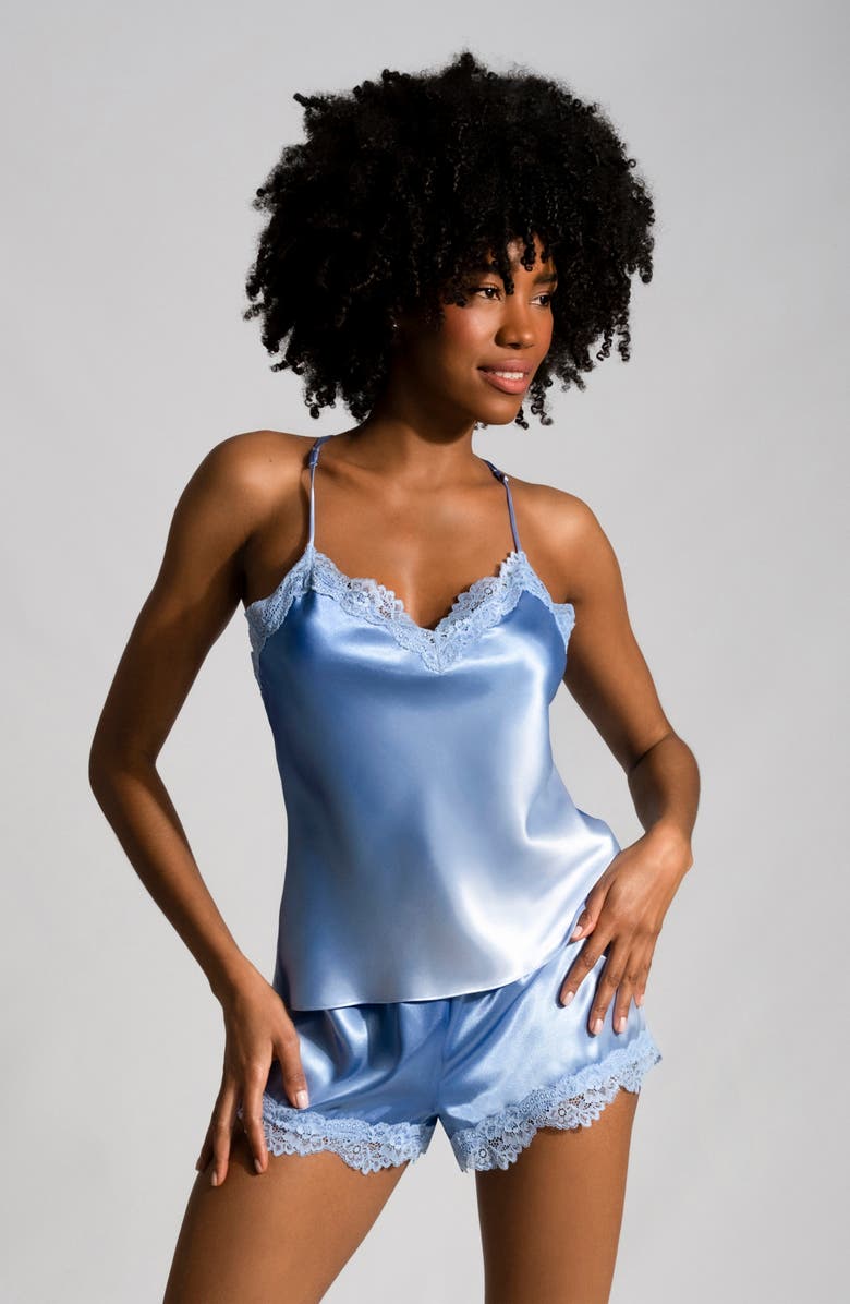 In Bloom by Jonquil Madelyn Lace Trim Satin Short Pajamas, Alternate, color,