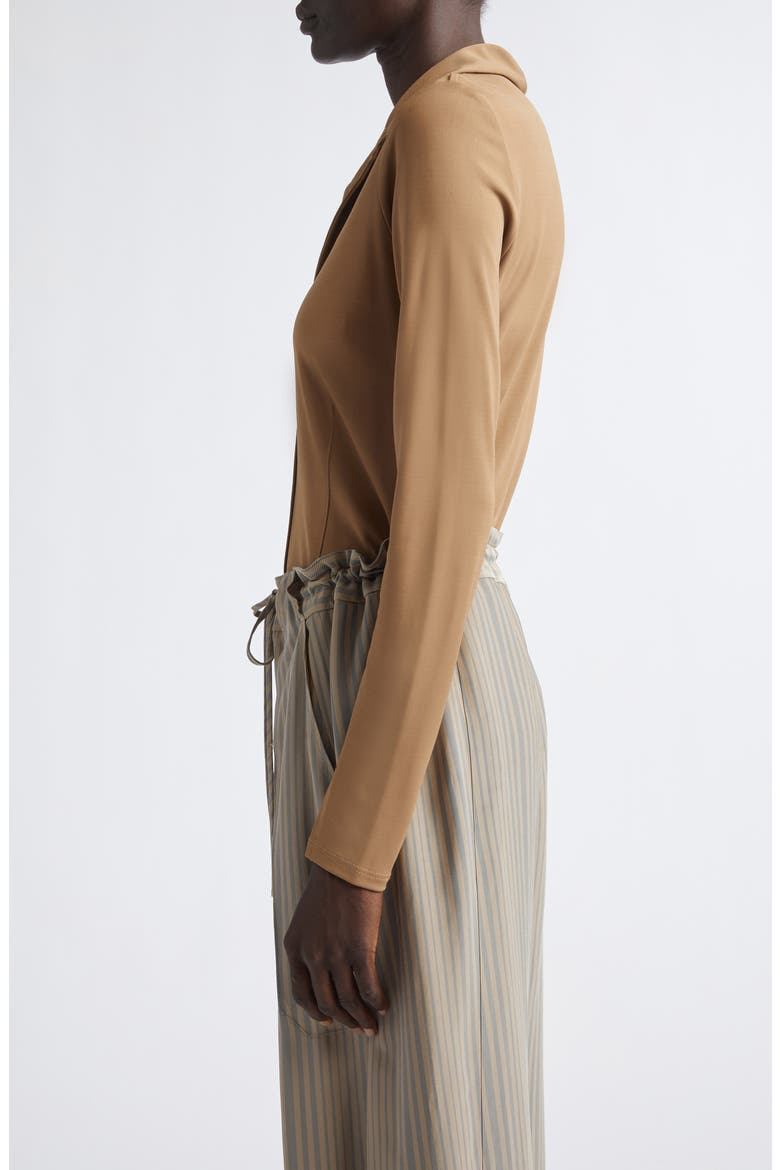Frankie Matte Jersey Button-Up Shirt, Alternate, color, NUTMEG