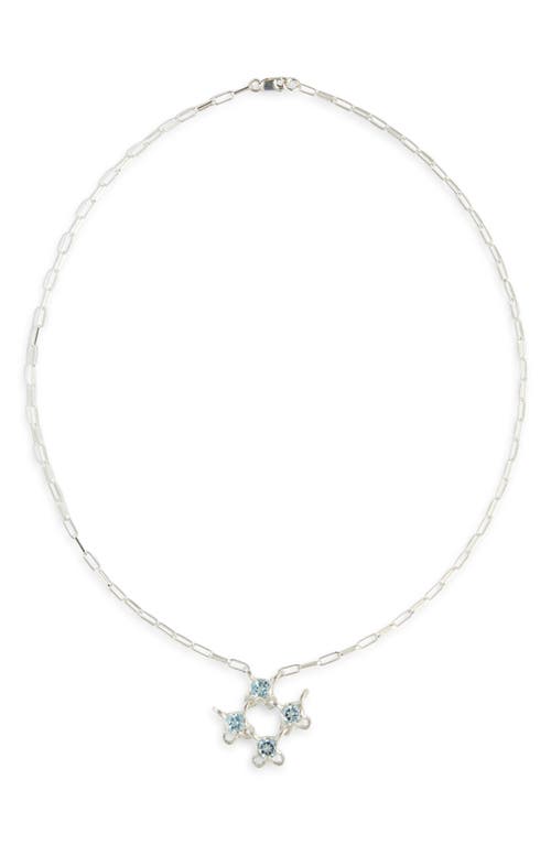 SHANA CAVE Mini Gem Fabric Pendant Necklace in Blue Topaz  product
