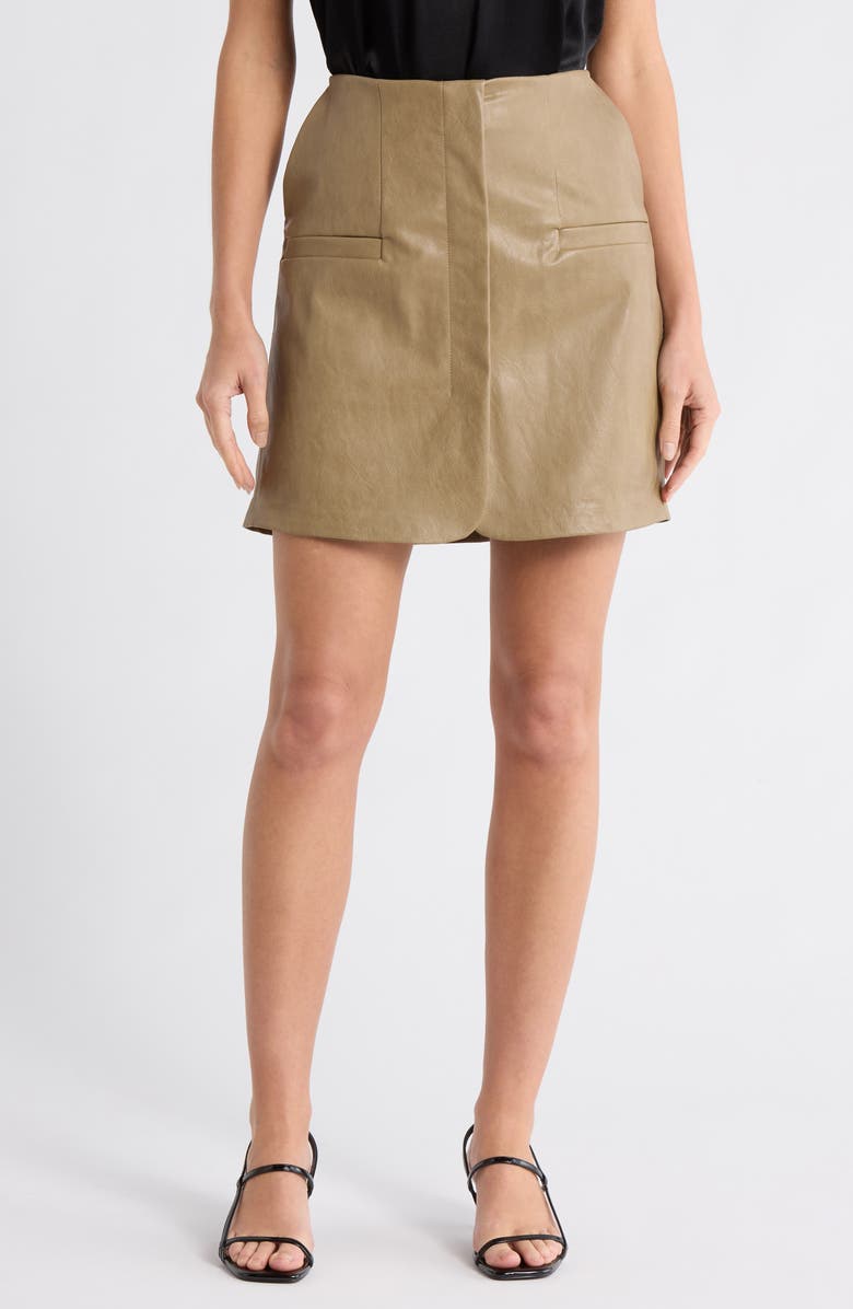 DKNY Faux Leather Skirt, Main, color, Taupe