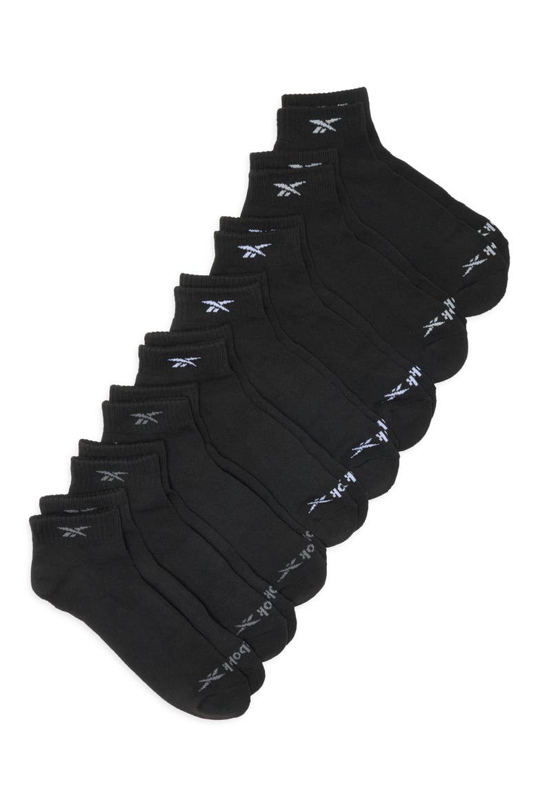 8-Pack Cushioned Quarter Length Socks, Main, color, BLACK