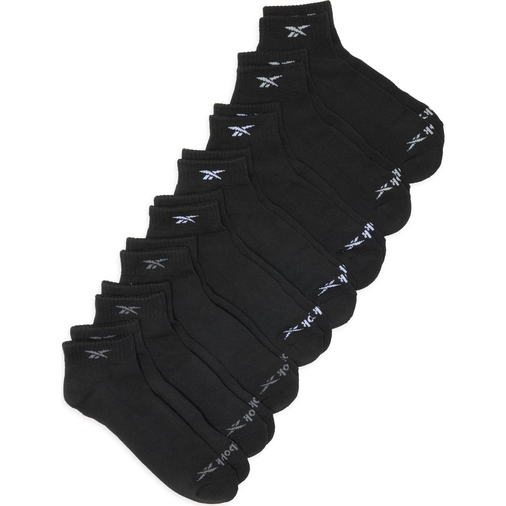 Reebok 8-pack Cushioned Quarter Length Socks In Black