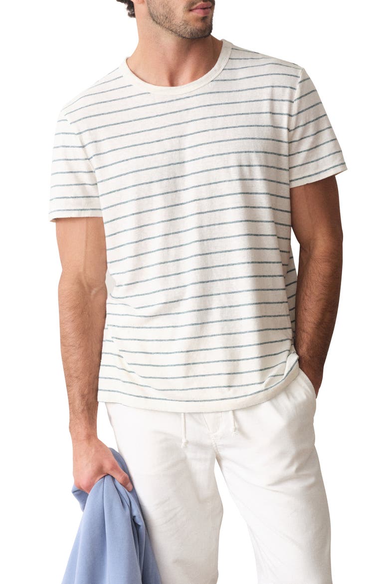 Relaxed Striped Hemp and Cotton T-Shirt, Main, color, WHITE/ MEDITERRANEA STRIPE