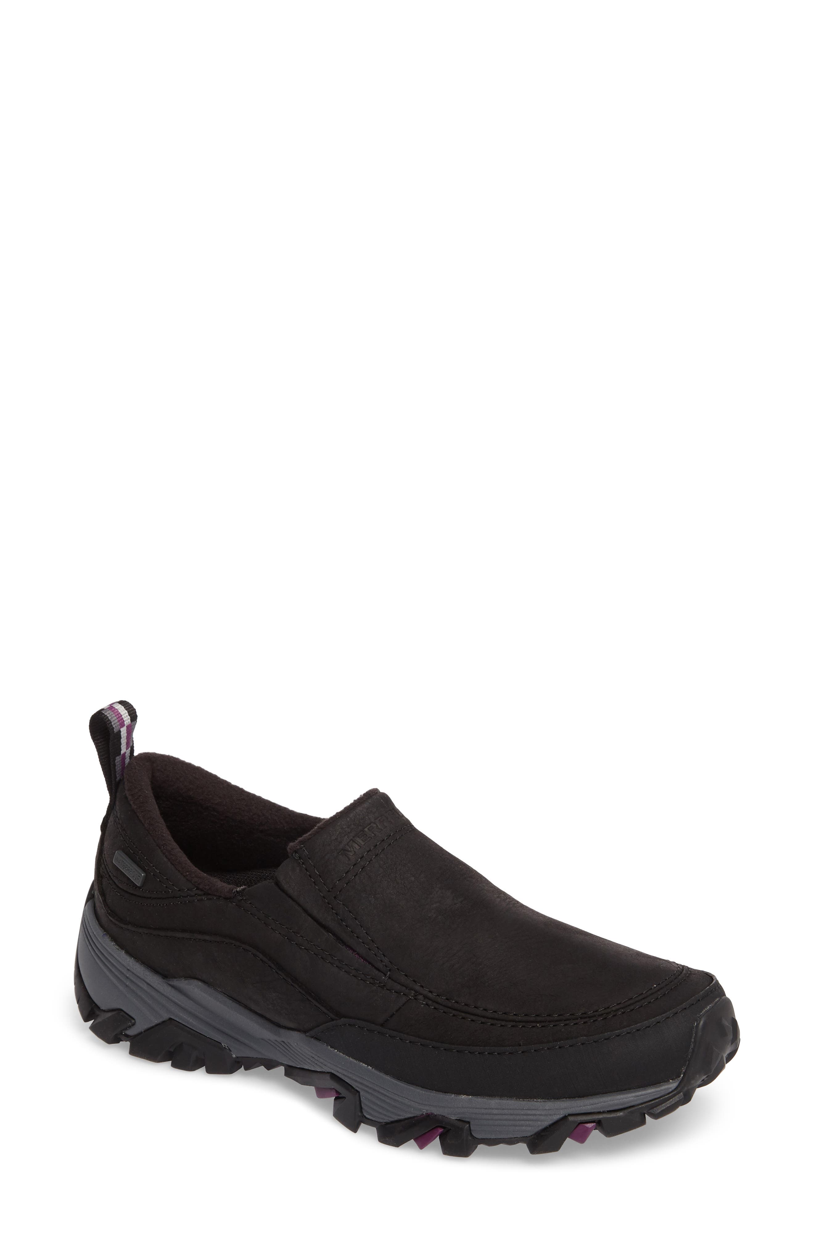 Coldpack Ice Waterproof Slip-On Sneaker, Main, color, BLACK LEATHER