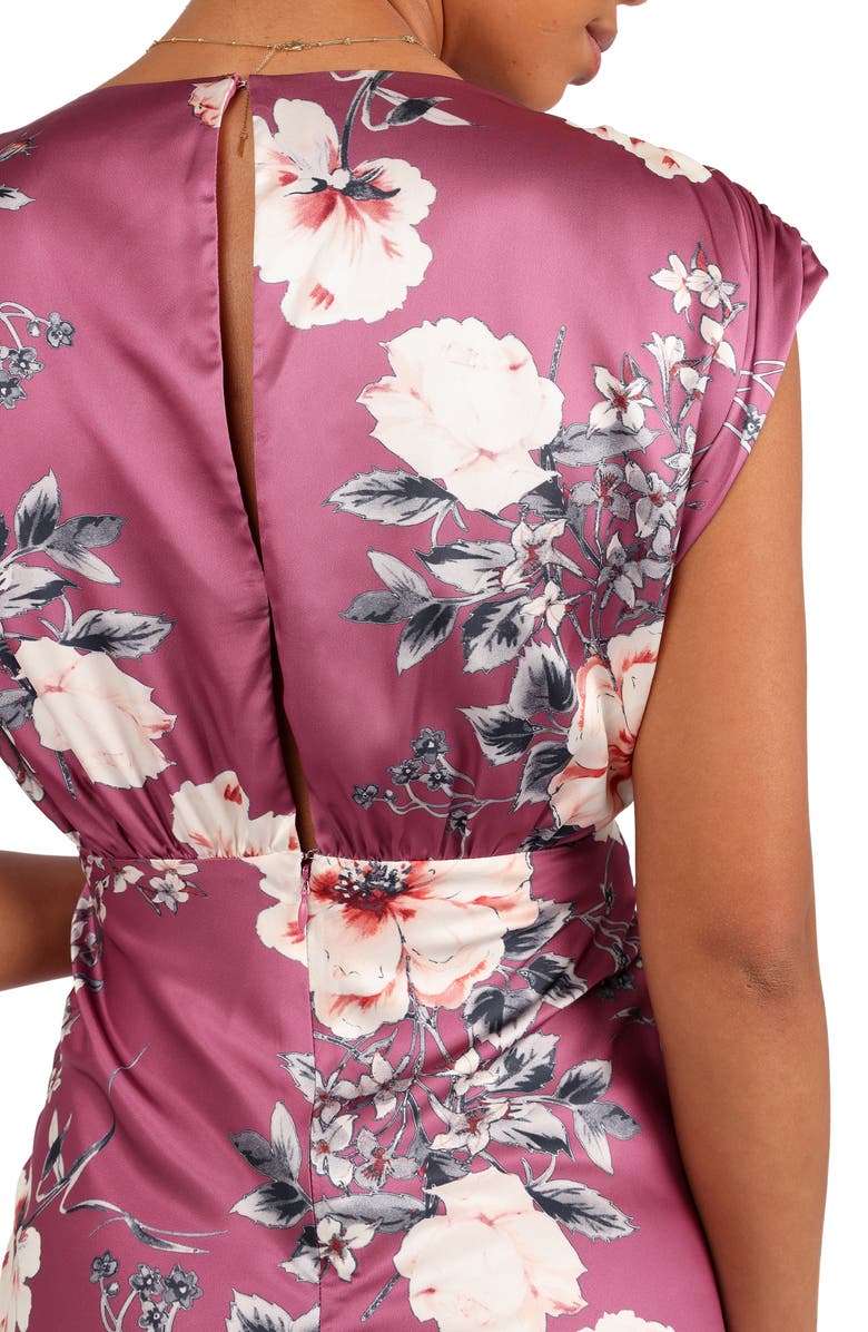 Petal & Pup Amarlee Floral Satin Maxi Dress, Alternate, color, Dark Rose Floral