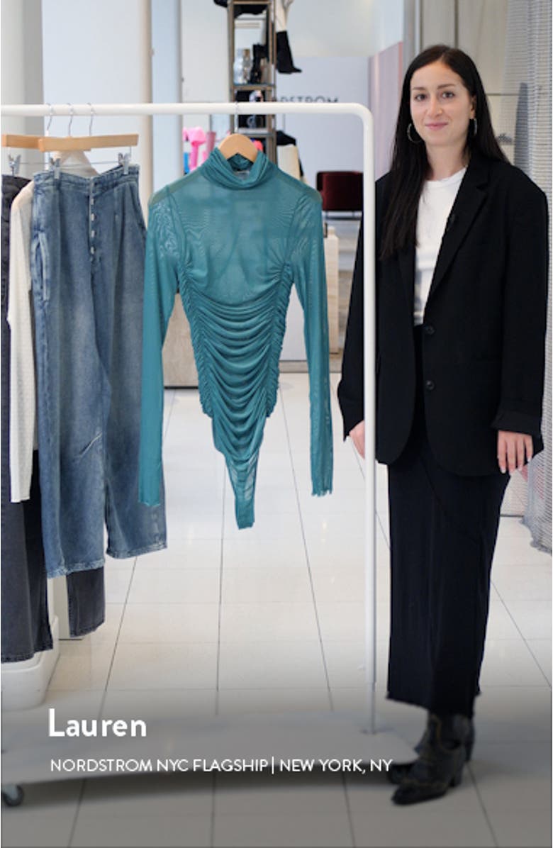 Under It All Ruched Mesh Turtleneck Bodysuit, sales video thumbnail