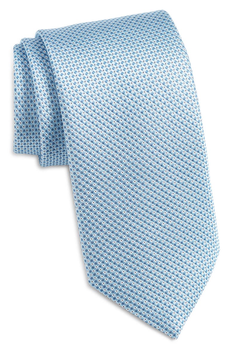 Micropattern Silk Blend Tie, Main, color, LIGHT BLUE