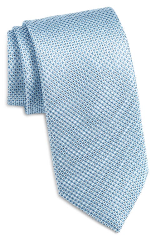 Hugo Boss Boss Micropattern Silk Blend Tie In Light Blue